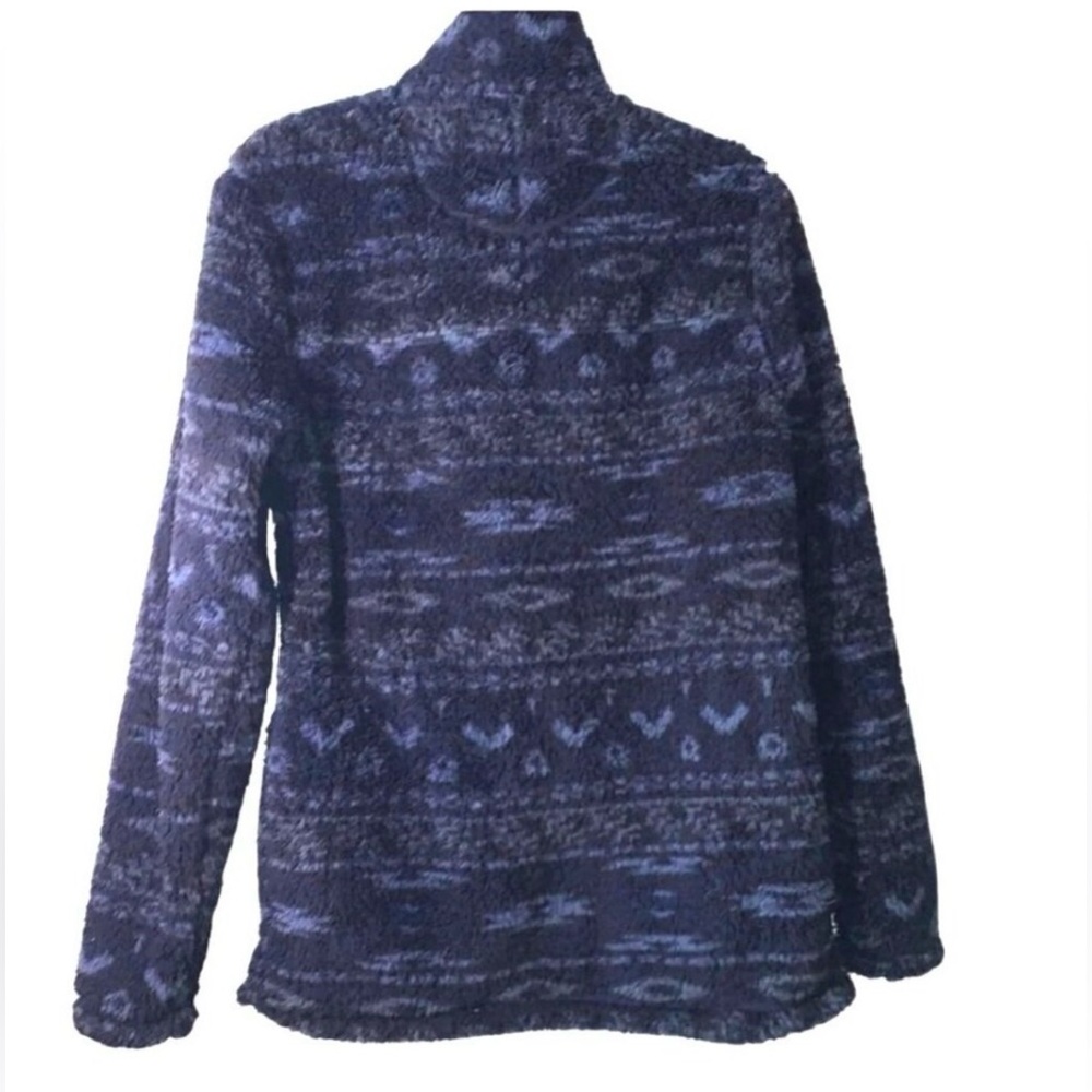Men's Navy Patterned Zip-Up Sweater - Picture 2 of 9